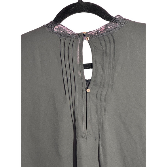 Kardashian kollection Long Sleeve Lace Insert Lace Blouse Chiffon Top Size XL - Picture 2 of 8